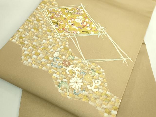 平和屋本店●極上　塩瀬　九寸名古屋帯　宝尽くし花文　金彩　逸品　DZAB6296kh6