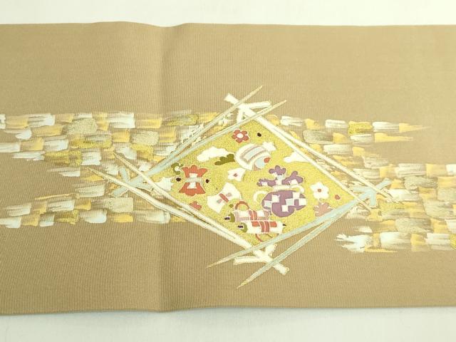 平和屋本店●極上　塩瀬　九寸名古屋帯　宝尽くし花文　金彩　逸品　DZAB6296kh6