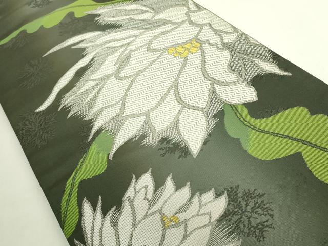 平和屋本店●極上　桝屋高尾　太鼓柄　本袋帯　草花文　仙斎茶色地　逸品　DZAB6298kh6