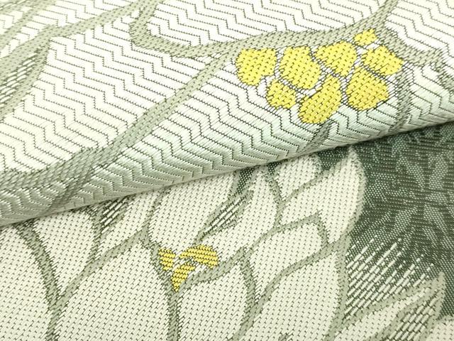 平和屋本店●極上　桝屋高尾　太鼓柄　本袋帯　草花文　仙斎茶色地　逸品　DZAB6298kh6