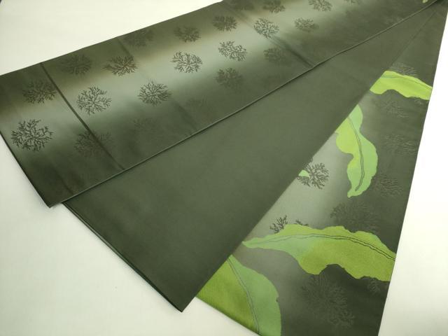 平和屋本店●極上　桝屋高尾　太鼓柄　本袋帯　草花文　仙斎茶色地　逸品　DZAB6298kh6
