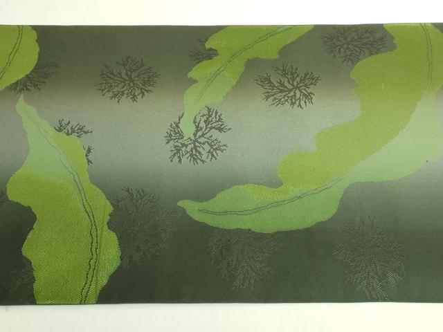 平和屋本店●極上　桝屋高尾　太鼓柄　本袋帯　草花文　仙斎茶色地　逸品　DZAB6298kh6