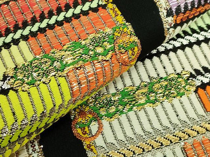 平和屋本店●最高級　龍村平蔵製　太鼓柄　本袋帯　威毛錦　黒地　金銀糸　逸品　DZAB6300kh6