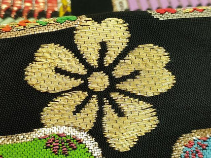 平和屋本店●最高級　龍村平蔵製　太鼓柄　本袋帯　威毛錦　黒地　金銀糸　逸品　DZAB6300kh6