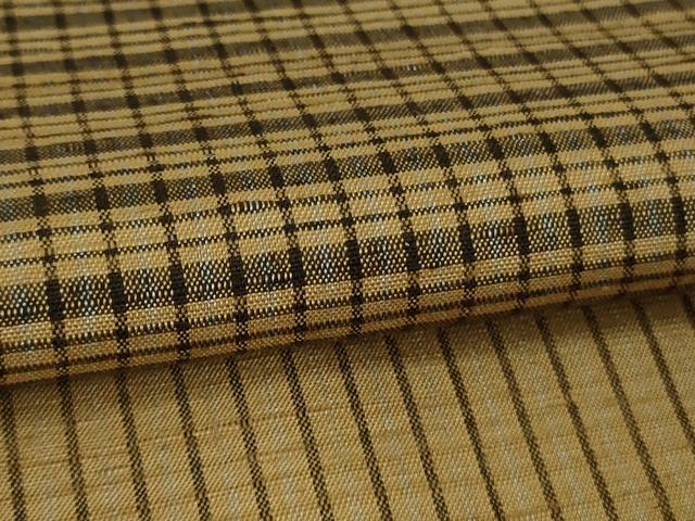 平和屋本店●極上　国指定重要無形文化財 本場久米島紬 城間ヤス作 手織 椎染 泥染 ゆうな　横段文　証紙付き　逸品　未使用　DZAB6302kh6