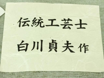 平和屋着物●極上　伝統工芸士　白川貞夫　野蚕糸　黄金の繭　紬　白新染織謹製　高島屋扱い　証紙付き　逸品　DZAB6305kh6