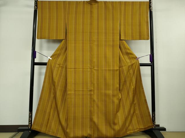 平和屋本店●極上　本場黄八丈　まるまなこ　紬　格子　逸品　DZAB6310kh6