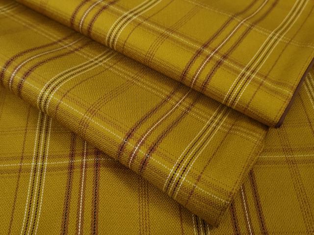 平和屋本店●極上　本場黄八丈　まるまなこ　紬　格子　逸品　DZAB6310kh6