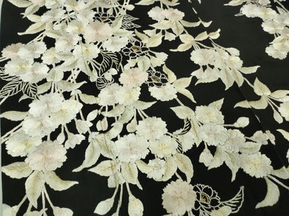 平和屋本店●最高級　工芸染織　むら田　訪問着　総手刺繍　枝垂れ花　黒地　金糸　たとう紙付き　逸品　DZAB6311kh6