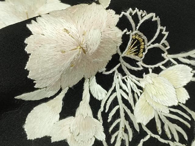 平和屋本店●最高級　工芸染織　むら田　訪問着　総手刺繍　枝垂れ花　黒地　金糸　たとう紙付き　逸品　DZAB6311kh6