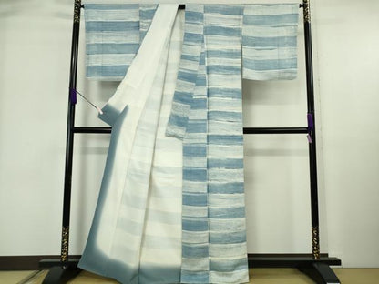 平和屋本店●極上　京都祇園の老舗　ぎをん齋藤　小紋　横段文　たとう紙付き　逸品　未使用　DZAB6314kh6