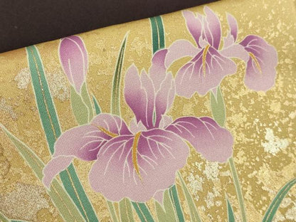 平和屋本店●極上　振袖　駒刺繍　四季花鳥丸文　濃い桑の実色地　暈し染め　金彩　逸品　DZAB6320kh6