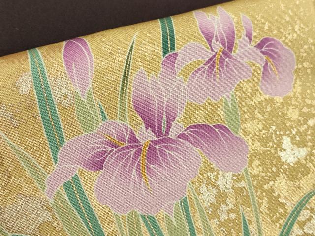 平和屋本店●極上　振袖　駒刺繍　四季花鳥丸文　濃い桑の実色地　暈し染め　金彩　逸品　DZAB6320kh6