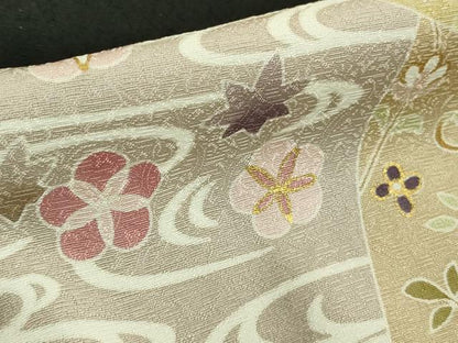 平和屋本店●極上　訪問着　駒刺繍　切嵌花文　黒地　金彩　逸品　DZAB6321kh6
