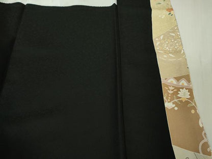 平和屋本店●極上　訪問着　駒刺繍　切嵌花文　黒地　金彩　逸品　DZAB6321kh6