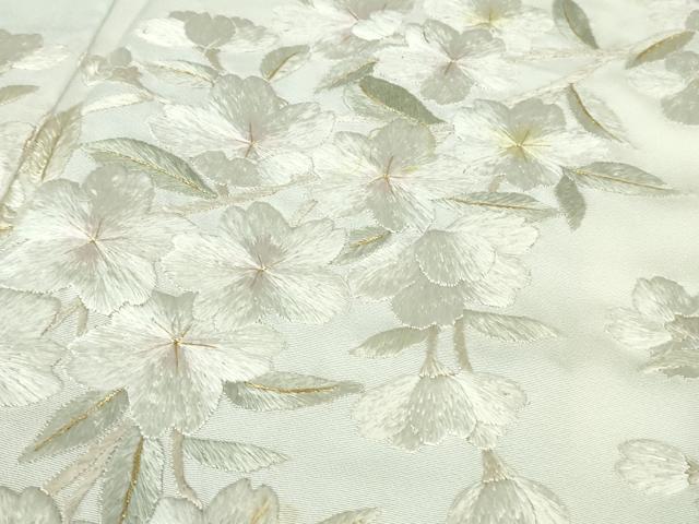 平和屋本店●極上　訪問着　総手刺繍　枝垂れ桜　藍白色地　暈し染め　金糸　逸品　未使用　DZAB6323kh6