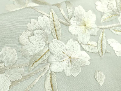 平和屋本店●極上　訪問着　総手刺繍　枝垂れ桜　藍白色地　暈し染め　金糸　逸品　未使用　DZAB6323kh6