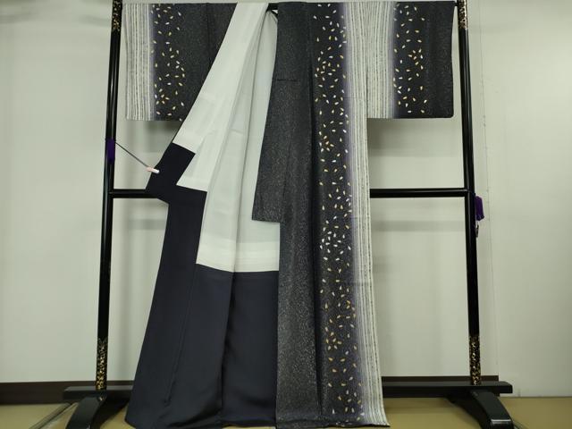 平和屋着物●極上　訪問着　作家・北村眞一　舞桜　暈し染め　金銀彩　銀通し地　逸品　DZAB6325kh6