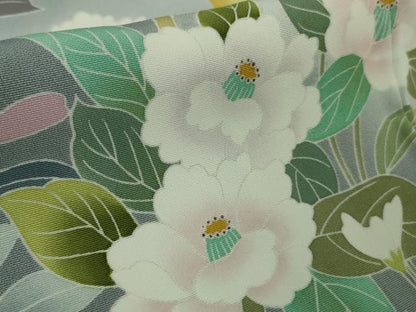 平和屋本店●極上　訪問着　友禅　四季花文　暈し染め　秘色色地　逸品　DZAB6328kh6