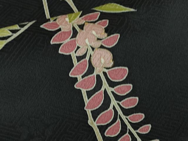 平和屋本店●極上　訪問着　藤花　霞花丸文　暈し染め　黒地　金彩　逸品　DZAB6330kh6