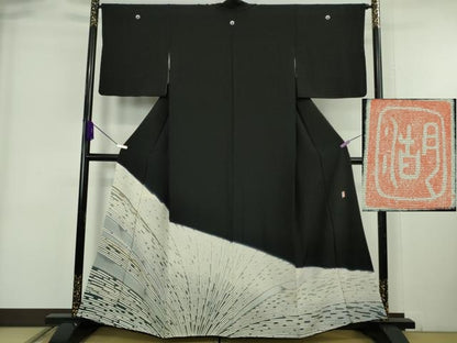 平和屋着物●極上　十日町　名門　滝泰謹製　黒留袖　中国三大刺繍　相良刺繍　おぼろ染め　暈し染め　金糸　逸品　DZAB6337kh6