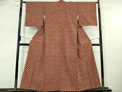 平和屋本店●極上　岩手の匠　草紫堂　南部絞り　茜染　綿　菱　逸品　DZAB6338kh6