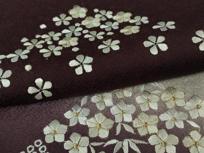 平和屋着物●極上　訪問着　総刺繍　吉祥花文　紫黒色地　暈し染め　金糸　さが美扱い　逸品　未使用　DZAB6341kh6