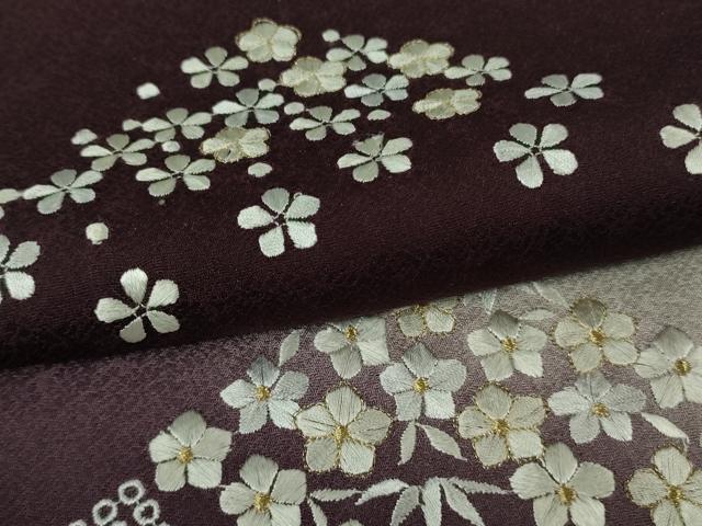 平和屋着物●極上　訪問着　総刺繍　吉祥花文　紫黒色地　暈し染め　金糸　さが美扱い　逸品　未使用　DZAB6341kh6