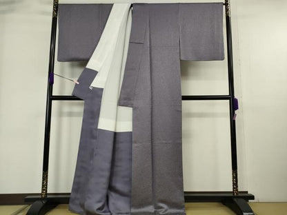 平和屋着物●極上　久保田一竹　幻の辻が花　色無地　草花地紋　紫苑色　金通し地　逸品　DZAB6345kh6