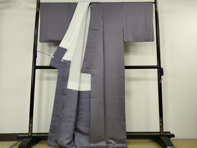 平和屋着物●極上　久保田一竹　幻の辻が花　色無地　草花地紋　紫苑色　金通し地　逸品　DZAB6345kh6