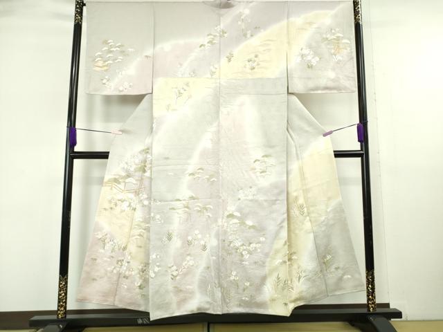平和屋本店●極上　訪問着　総刺繍　風景吉祥花松文　暈し染め　金糸　逸品　未使用　DZAB6350kh6