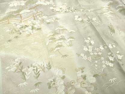 平和屋本店●極上　訪問着　総刺繍　風景吉祥花松文　暈し染め　金糸　逸品　未使用　DZAB6350kh6