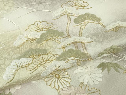 平和屋本店●極上　訪問着　総刺繍　風景吉祥花松文　暈し染め　金糸　逸品　未使用　DZAB6350kh6