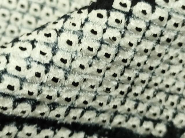 平和屋本店●極上　本疋田絞り　小紋　総絞り　菱文　黒×白　逸品　未使用　DZAB6351kh6
