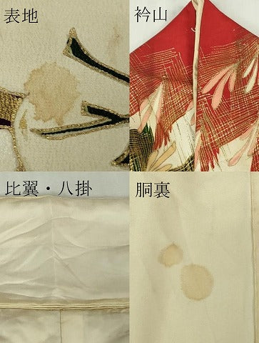 平和屋本店●極上　アンティーク　大正ロマン　振袖　刺繍　鳳凰花文　金糸　逸品　DZAB6354kh6