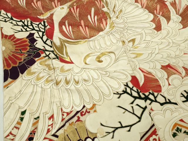 平和屋本店●極上　アンティーク　大正ロマン　振袖　刺繍　鳳凰花文　金糸　逸品　DZAB6354kh6