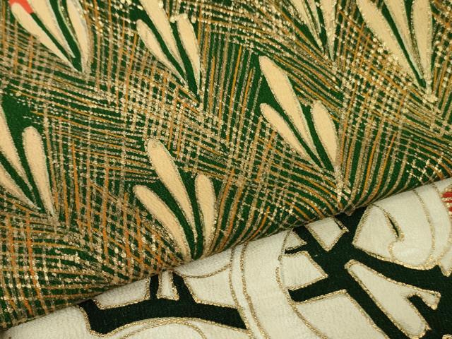 平和屋本店●極上　アンティーク　大正ロマン　振袖　刺繍　鳳凰花文　金糸　逸品　DZAB6354kh6