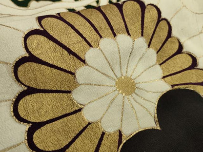 平和屋本店●極上　アンティーク　大正ロマン　振袖　刺繍　鳳凰花文　金糸　逸品　DZAB6354kh6