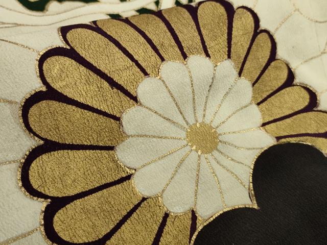 平和屋本店●極上　アンティーク　大正ロマン　振袖　刺繍　鳳凰花文　金糸　逸品　DZAB6354kh6