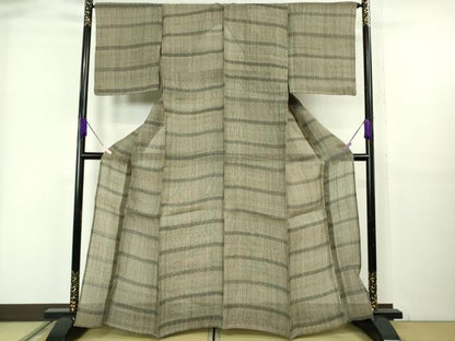 平和屋本店＊極上　夏物　芭蕉布　手積み芭蕉糸100％　横段文　希少色　逸品　未使用　DZAB6358kh6