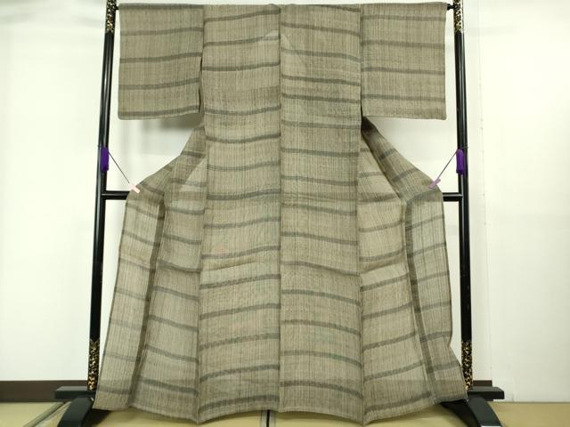 平和屋本店＊極上　夏物　芭蕉布　手積み芭蕉糸100％　横段文　希少色　逸品　未使用　DZAB6358kh6