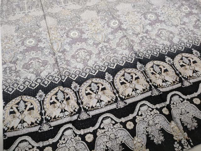 平和屋本店●極上　中国三大刺繍　スワトウ刺繍　汕頭刺繍　訪問着　鳥獣花文　暈し染め　金糸　金通し地　逸品　DZAB6360kh6