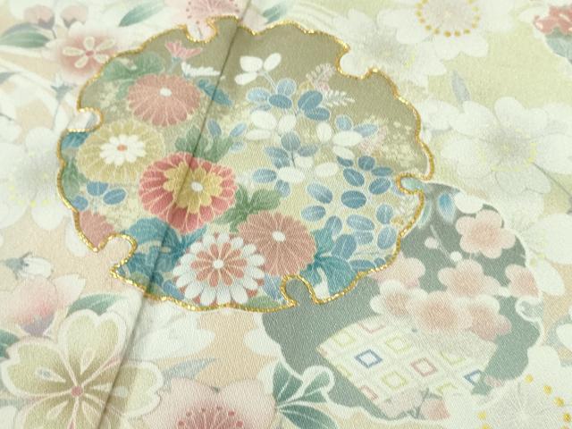 平和屋本店▽極上　訪問着　単衣　駒刺繍　雪輪　舞桜　暈し染め　逸品　未使用　DZAB6362kh6