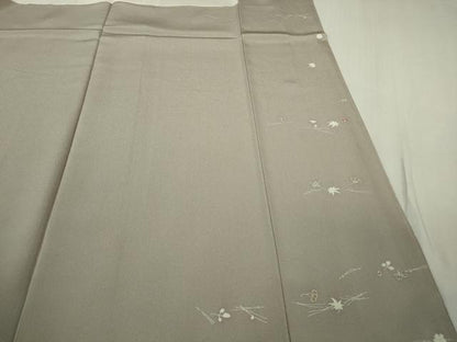平和屋着物●極上　訪問着　駒刺繍　吹寄せ花文　胡桃染色地　金彩　鈴乃屋扱い　逸品　未使用　DZAB6365kh6