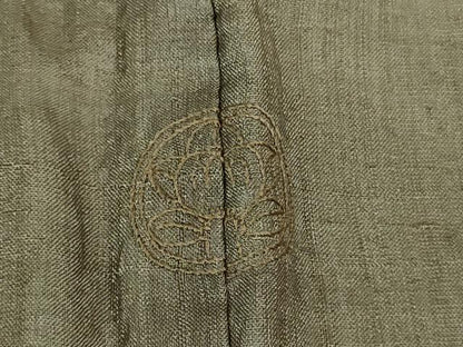 平和屋着物●極上 インド・アッサム 野蚕糸 手織 ムガシルク 訪問着　刺繍　雪輪　兎花文　暈し染め　生壁色地　金銀糸　逸品　DZAB6371kh6