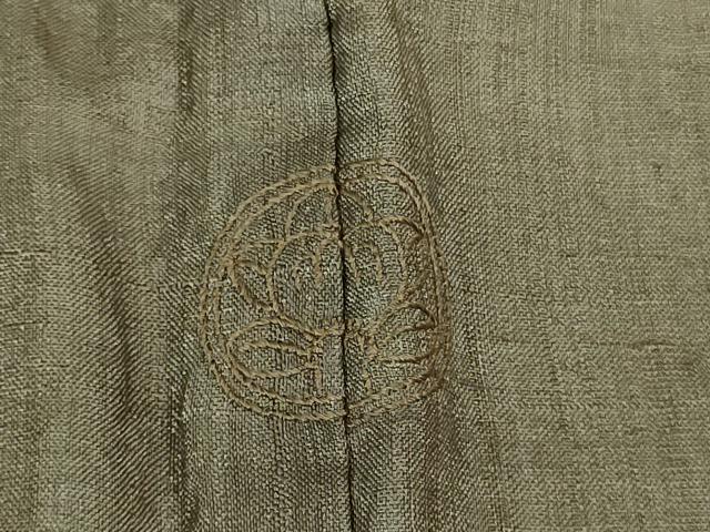 平和屋着物●極上 インド・アッサム 野蚕糸 手織 ムガシルク 訪問着　刺繍　雪輪　兎花文　暈し染め　生壁色地　金銀糸　逸品　DZAB6371kh6