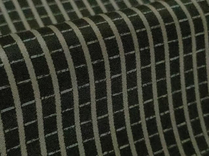 平和屋着物∞極上　長羽織　格子　黒×消炭色　羽裏・鳥獣戯画　羽織紐付き　逸品　DZAB6372kh6