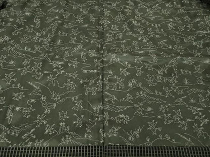 平和屋着物∞極上　長羽織　格子　黒×消炭色　羽裏・鳥獣戯画　羽織紐付き　逸品　DZAB6372kh6