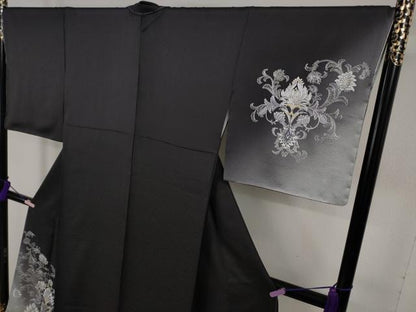 平和屋本店●極上　金彩友禅　二代目　和田光正　訪問着　洋花文　藍鉄色地　暈し染め　金銀彩　反端付き　逸品　未使用　DZAB6382kh6