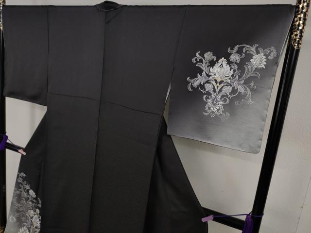 平和屋本店●極上　金彩友禅　二代目　和田光正　訪問着　洋花文　藍鉄色地　暈し染め　金銀彩　反端付き　逸品　未使用　DZAB6382kh6